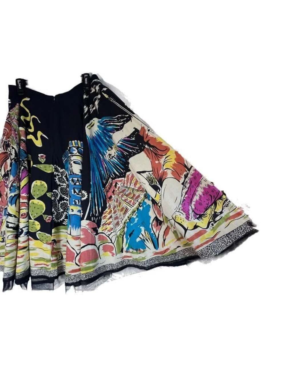 Vintage Funky People Aztec Mayan Ruins Volcano Print Embellished Midi Skirt - Picture 4 of 8